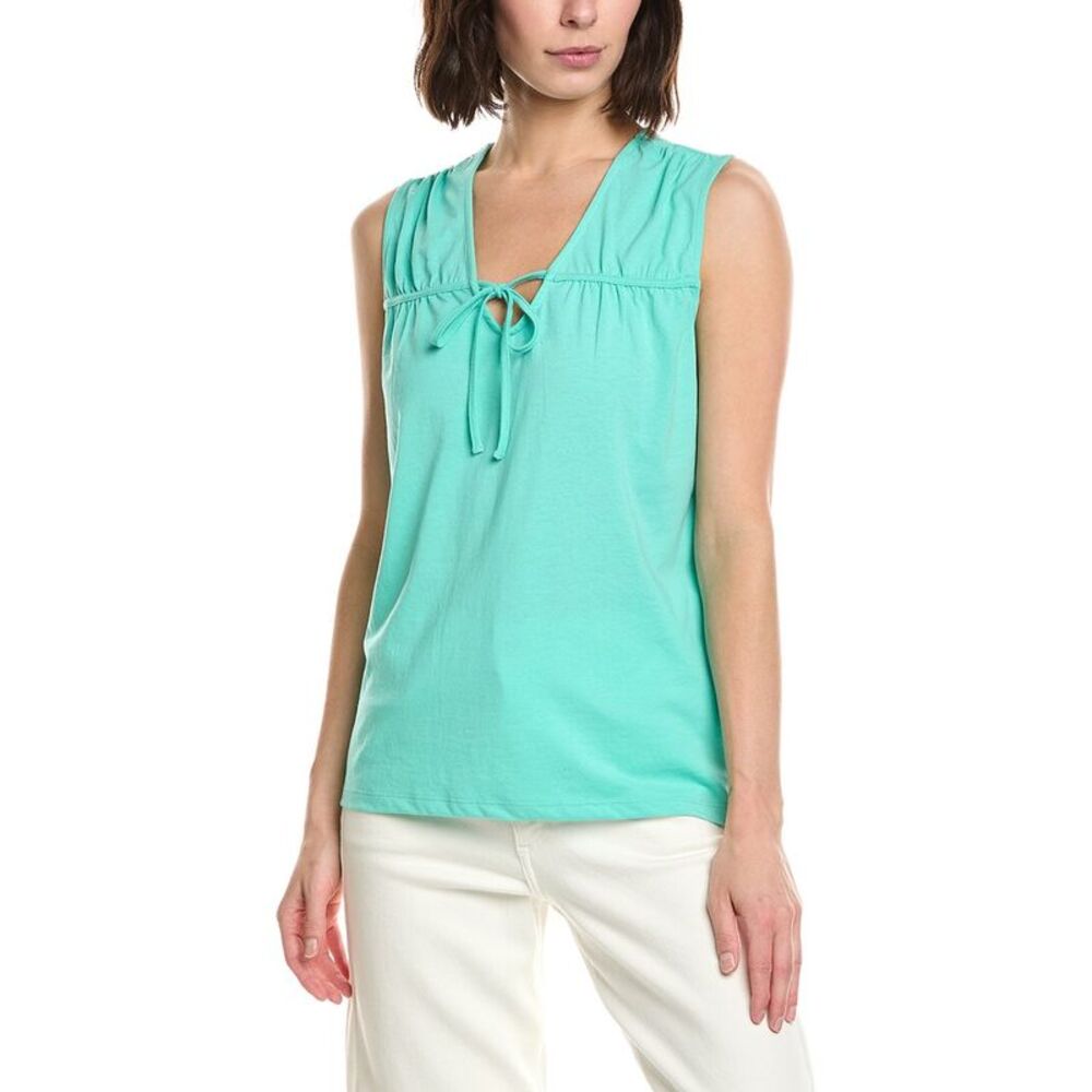 Stella Parker Womens  Brighton Ruched Tie Top, Green